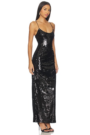 superdown Jessie Sequin Maxi Dress in Black