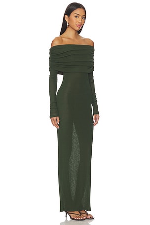 superdown Chantal Sheer Gown in Dark Green