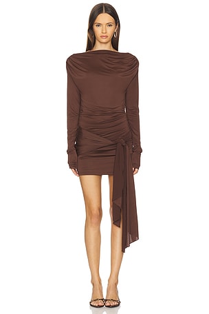 Miram Mini Dress In Dark Brown superdown