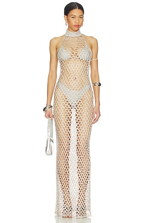 superdown Chenoa Knit Maxi in Metallic Silver