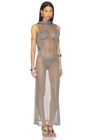 Superdown vestido kaomi en color plateado metálico