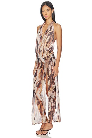 superdown Tovianna Halter Maxi Dress in Brown. Size M. Also