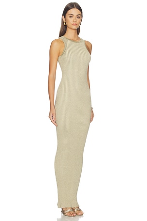 superdown Rumi Knit Maxi Dress in Metallic Gold