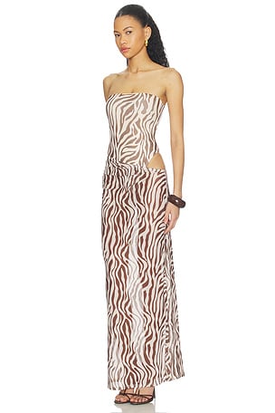 superdown Kensington Strapless Maxi Dress in Multi