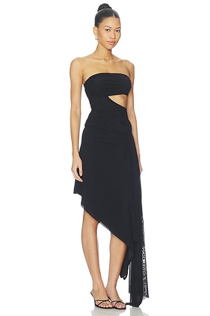 superdown Janae Strapless Midi Dress in Black