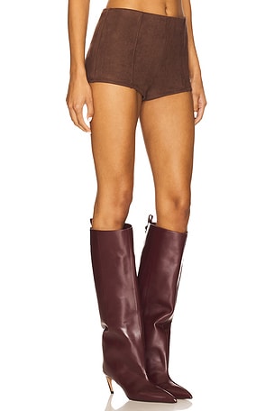 superdown Jessica Faux Suede Short in Brown