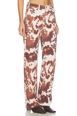 superdown Lile Cow Print Jean in Neutral,Brown