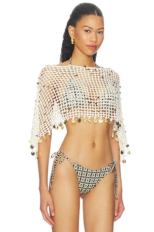 superdown Maris Crochet Poncho in Ivory