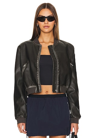 Neveah Faux Leather Bomber superdown