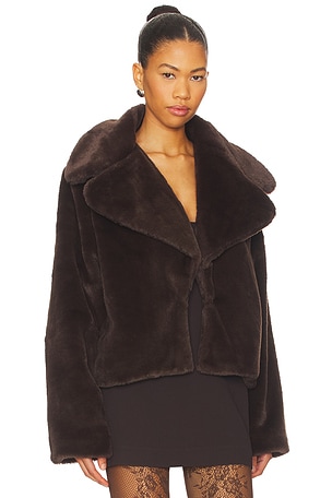 superdown Willow Faux Fur Coat in Brown