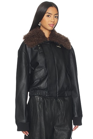 superdown Philomena Faux Leather Jacket in Black. Size XXS. Also