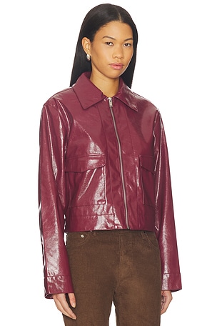 superdown Leighton Faux Leather Jacket in Wine