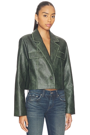 superdown Blakely Faux Leather Jacket in Army