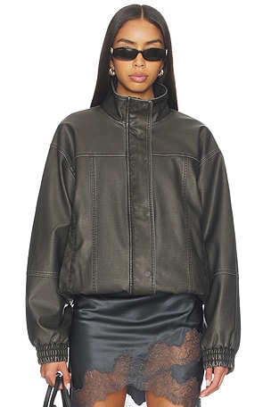 Jaide Faux Leather Bomber superdown