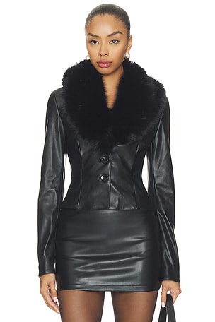 Madalynn Faux Leather Blazer superdown