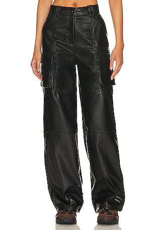 AFRM Heston Faux Leather Pant in Black