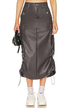 Jordyn Faux Leather Midi Skirt superdown