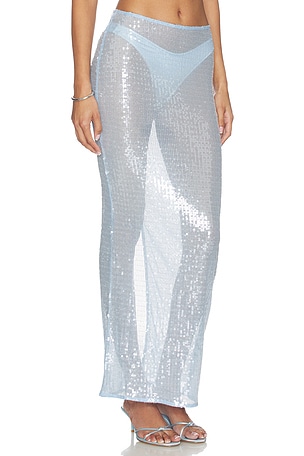 superdown Melie Sequin Maxi Skirt in Baby Blue