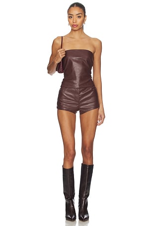Kayla Faux Leather Short Set superdown
