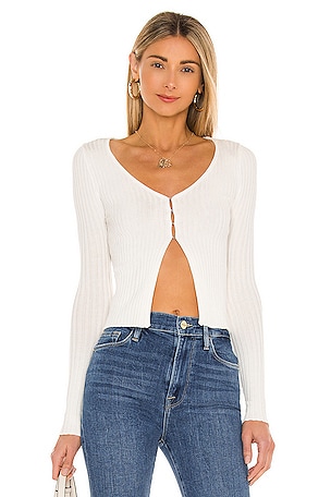 alo Ribbed Cinch Cropped Top in White
