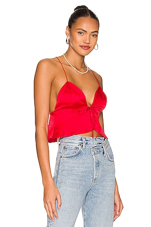 superdown Isla Satin Top in Red