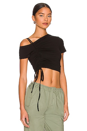 superdown Kylie Ruched Front Top in Black