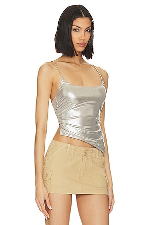 superdown Lexie Metallic Halter Top in Metallic Silver