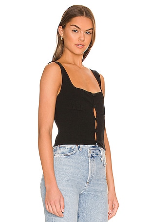 superdown Cindy Square Neck Top in Black