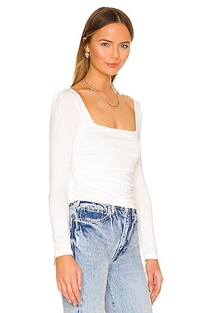 superdown Sofia Square Neck Top in White