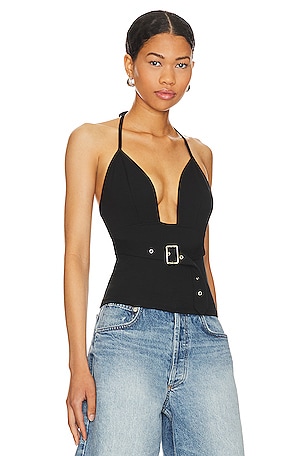 superdown Carmena Halter Top in Black. Size S. Also