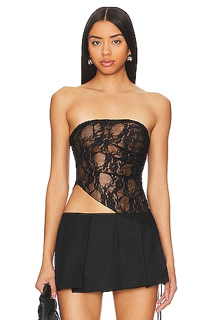 h:ours Margot Corset Top in Vintage Black