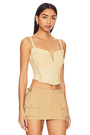 superdown Leslie Cargo Corset Top in Yellow. Size XL. Also