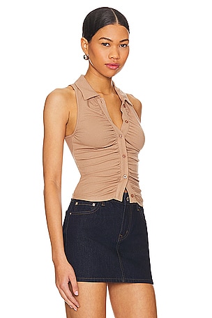 superdown Rina Ruched Top in Taupe