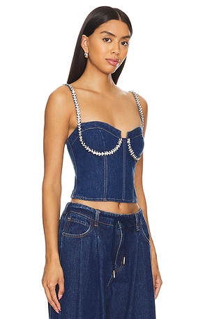 superdown Ash Bustier Top in Denim-Dark