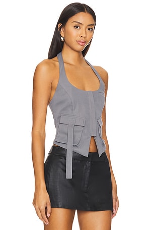 superdown Kamryn Halter Top in Grey. Size S. Also
