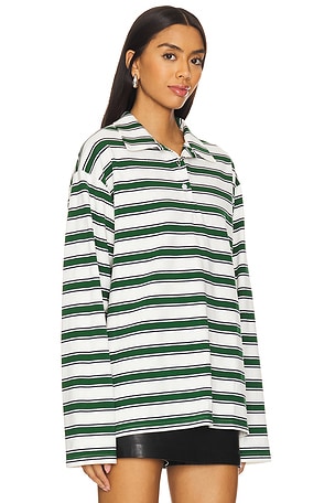 superdown Cailyn Polo Top in White,Green