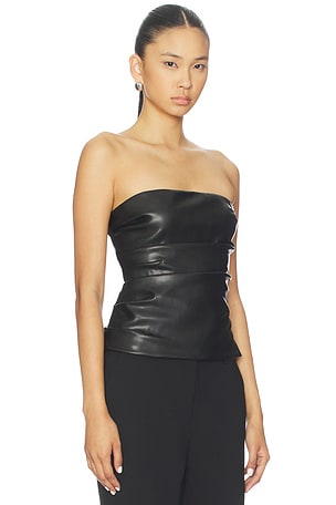 superdown Leynia Faux Leather Top in Black