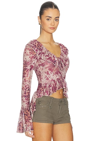 superdown Kairi Long Sleeve Top in Brown. Size XXS. Also