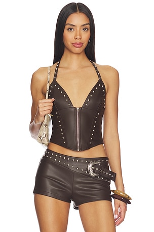 Melisa Faux Leather Top superdown