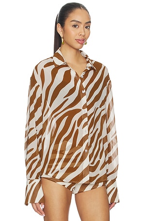 superdown Emah Button Down Top in Brown