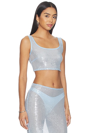 superdown Melie Sequin Top in Baby Blue
