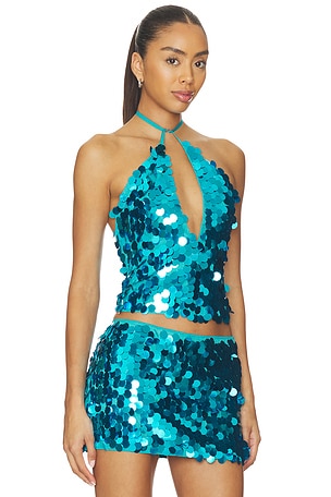 superdown Celia Halter Top in Teal. Size XXS. Also