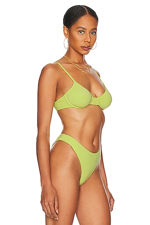 superdown Nerina Rib Bikini Top in Green