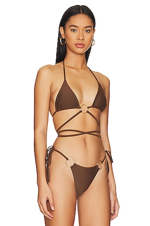 superdown Milada O Ring Bikini Top in Chocolate