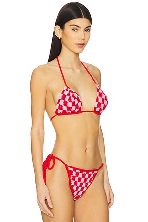 superdown Alessia Crochet Bikini Top in Red