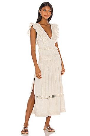 spell lola frill maxi dress Spell Lola Frill Maxi Dress Biscuit