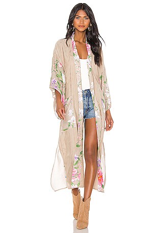SPELL Waterfall Maxi Robe in Taupe REVOLVE