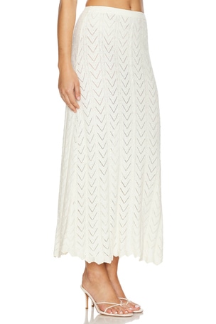 SPELL Lou Lou Knit Midi Skirt in White