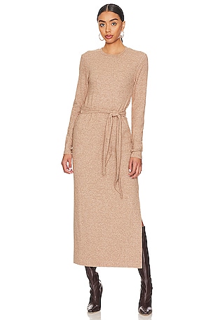 splendid ribbed maxi dress Splendid London Rib Dress in Light Walnut Heather