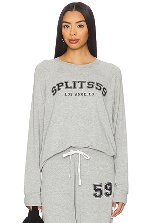 Andie Oversized Fleece Varsity Graphic Sweatshirt Splits59